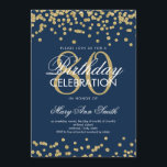Invitation Gold Navy Blue 80e anniversaire Parties scintillan<br><div class="desc">Elégant 80e anniversaire Faux Parties scintillant Confetti Gold Marine modèle d'invitation bleu marine. Idéal pour les fêtes du 80e anniversaire et plus !</div>
