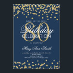 Invitation Gold Navy Blue 80e anniversaire Parties scintillan<br><div class="desc">Elégant 80e anniversaire Faux Parties scintillant Confetti Gold Marine modèle d'invitation bleu marine. Idéal pour les fêtes du 80e anniversaire et plus !</div>