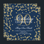 Invitation Gold Navy Blue 90th Birthday Parties scintillant C<br><div class="desc">Elégant 90e anniversaire Gold Faux Parties scintillant Confetti Marine modèle d'invitation Blue. Idéal pour les fêtes de 90 ans et plus !</div>