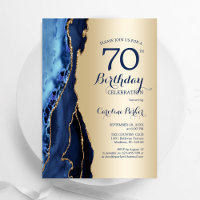 Gold Navy Blue Agate 70e anniversaire