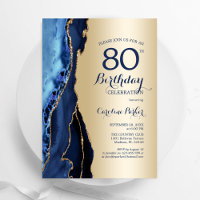 Gold Navy Blue Agate 80e anniversaire