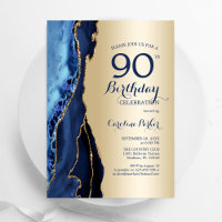 Gold Navy Blue Agate 90e anniversaire