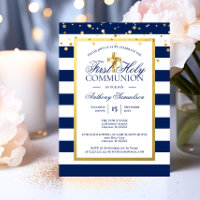 Gold Navy Blue Stripes Premier Saint Communion Gar