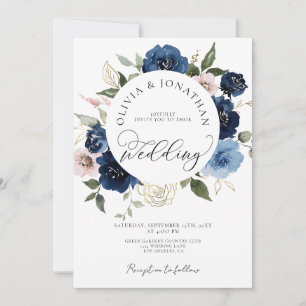 Invitation Gold Navy Blush All in 1 Budget QR Code Mariage
