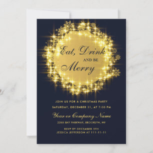 Invitation Gold Navy Éclairage de Noël Fête de Noël