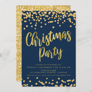 Invitation Gold Navy Parties scintillant Business Noël