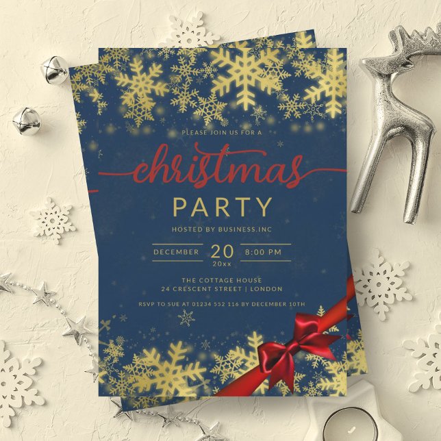 Invitation Gold Navy Winter Wonder Company Christmas (Gold Navy Winter Wonder Company Christmas Invitation)
