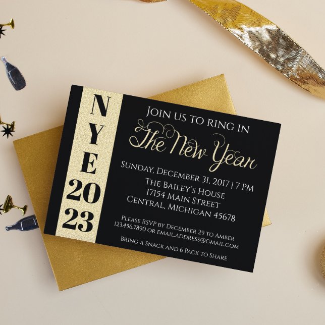Invitation Gold New Years Eve (Créateur téléchargé)