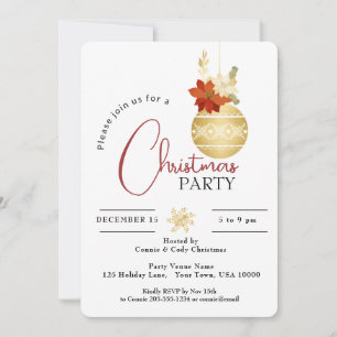 INVITATION GOLD NOËL ORNAMENT PARTI