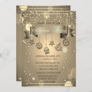 Invitation Gold, Noël Ornements Société Fête de Noël