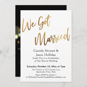 Invitation Gold Nous Avons Marié Bokeh Black Back Réception
