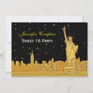Invitation Gold NYC Skyline #2 Etch Starry do-it-yourself BG