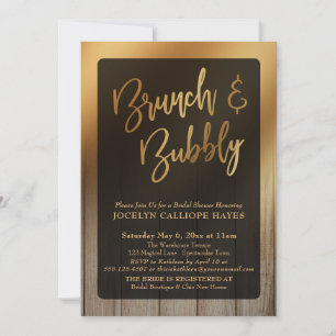 Invitation Gold Ombre Barn Bois Brunch & Bubbly