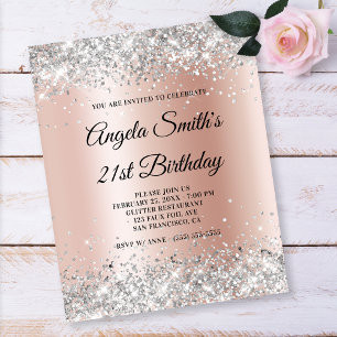 Invitation Gold Ombre Rose Parties scintillant arg