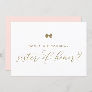 Invitation Gold Parisian Bow Will You Be My Sister Of Honor