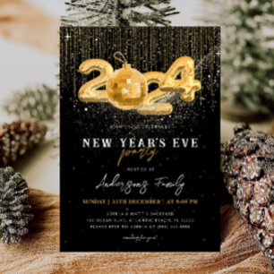 Invitation Gold Parties scintillant 2024 Nouvel An's Eve Part