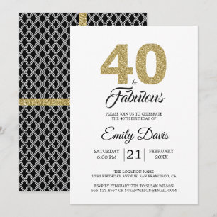 Invitation Gold Parties scintillant 40 et fabuleux   Fête du 