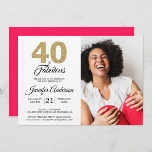 Invitation Gold Parties scintillant 40 Fabuleux Anniversaire 