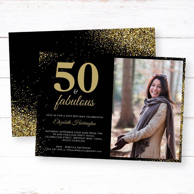 Invitation Gold Parties scintillant 50 Et Fabuleuse Invitatio (Créateur téléchargé)