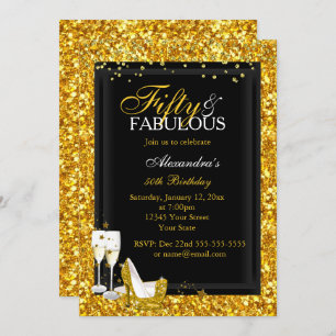 Invitation Gold Parties scintillant 50 Fabuleuse fête champag