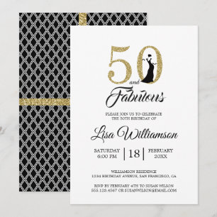 Invitation Gold Parties scintillant 50 Fabuleux   Fête du 50e