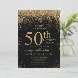 Invitation Gold Parties scintillant 50e Surprise Anniversaire