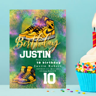 Invitation Gold parties scintillant Basket Ball fête d'annive