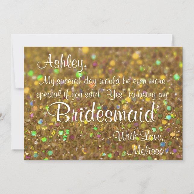 Invitation Gold Parties scintillant Be My Bridesmaid (Devant)
