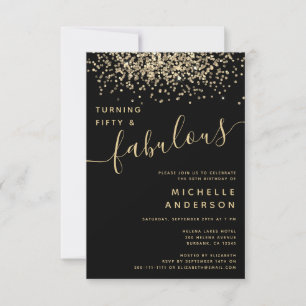 Invitation Gold Parties scintillant Cinquante et fabuleux 50e