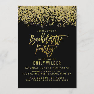 Invitation Gold Parties scintillant Confetti Bachelorette Par