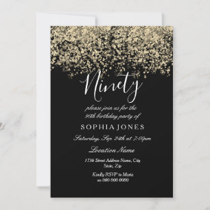 Invitation Gold Parties scintillant Confetti Black 90e annive
