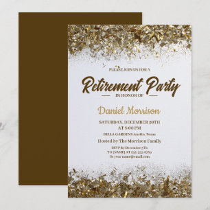 Invitation Gold Parties scintillant Confetti Retraite Party 2