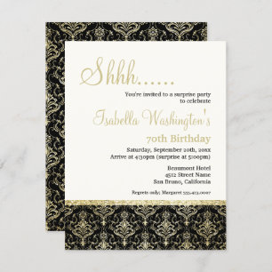 Invitation Gold Parties scintillant Damask 70e fête d'anniver