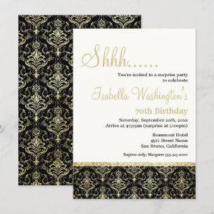 Invitation Gold Parties scintillant Damask 70e fête d'anniver