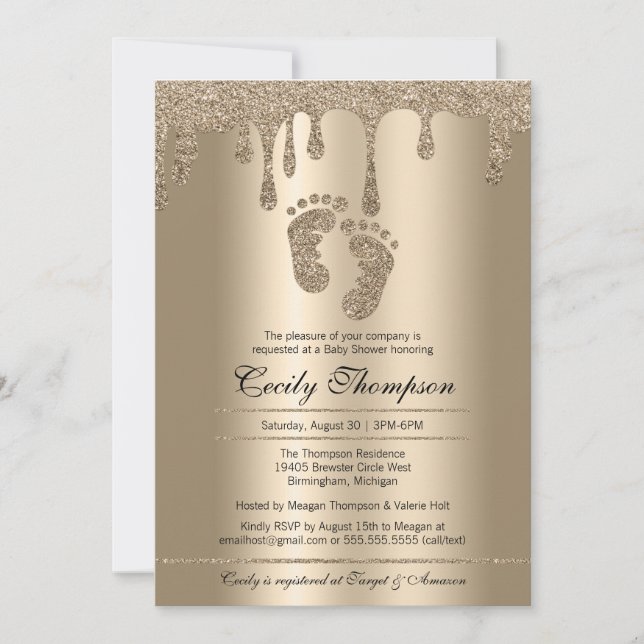 Invitation Gold Parties scintillant Drift Luxury Metallic Bab (Devant)