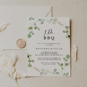 Invitation Gold Parties scintillant Eucalyptus I Do BBQ Engag