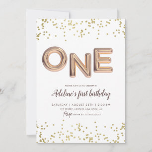 Invitation Gold Parties scintillant Foil Balloon 1er annivers