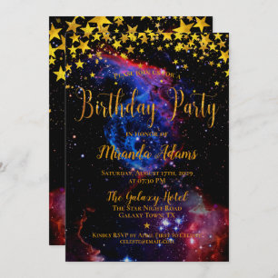 Invitation Gold Parties scintillant Galaxy Stars Anniversaire