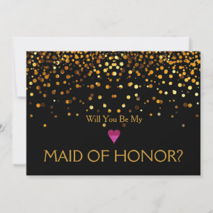 Invitation Gold Parties scintillant Heart Tu seras ma MAID OF