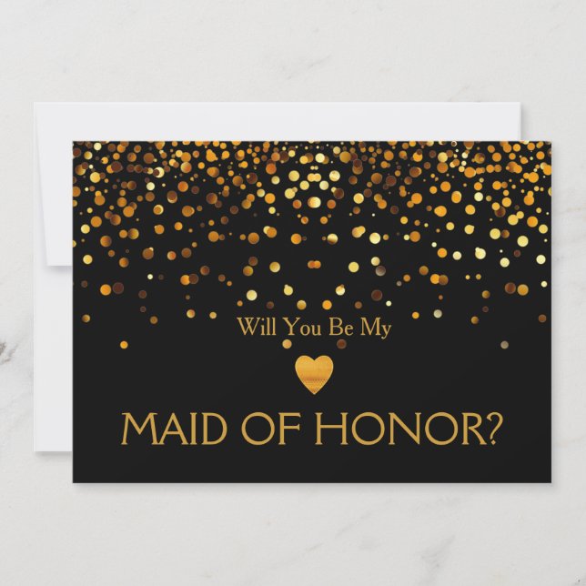 Invitation Gold Parties scintillant Heart Tu seras ma MAID OF (Devant)