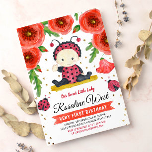 Invitation Gold Parties scintillant I Ladybug Aquarelle Premi