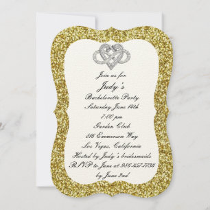 Invitation Gold Parties scintillant Infinity Heart Bacheloret