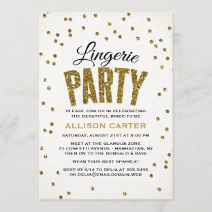 Invitation Gold Parties scintillant Look Confetti Lingerie Pa
