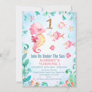 Invitation Gold Parties scintillant One Seahorse sous mer 1er