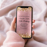 Invitation Gold Parties scintillant Pink Foil 50e anniversair<br><div class="desc">Une invitation glamour à 50ème anniversaire pour elle pour l'impression ou le téléchargement numérique. Faux parties scintillant or brillant contre un arrière - plan de feuille de métal brossé rose pâle. Customisez la calligraphie et les styles de police, la couleur et la taille nécessaires pour créer votre propre invitation pour...</div>