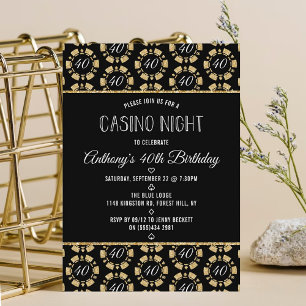 Invitation Gold Parties scintillant Poker Chip Casino Soirée