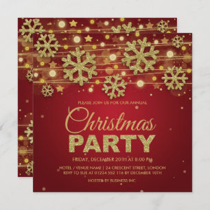 Invitation Gold Parties scintillant & Red Corporate Christmas