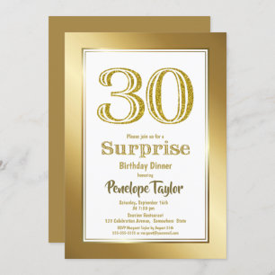 Invitation Gold Parties scintillant Surprise 30e anniversaire