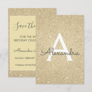 Invitation Gold Parties scintillant Sweet 16 Enregistrer la d