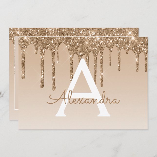 Invitation Gold Parties scintillant Sweet 16 Enregistrer la d (Devant / Derrière)